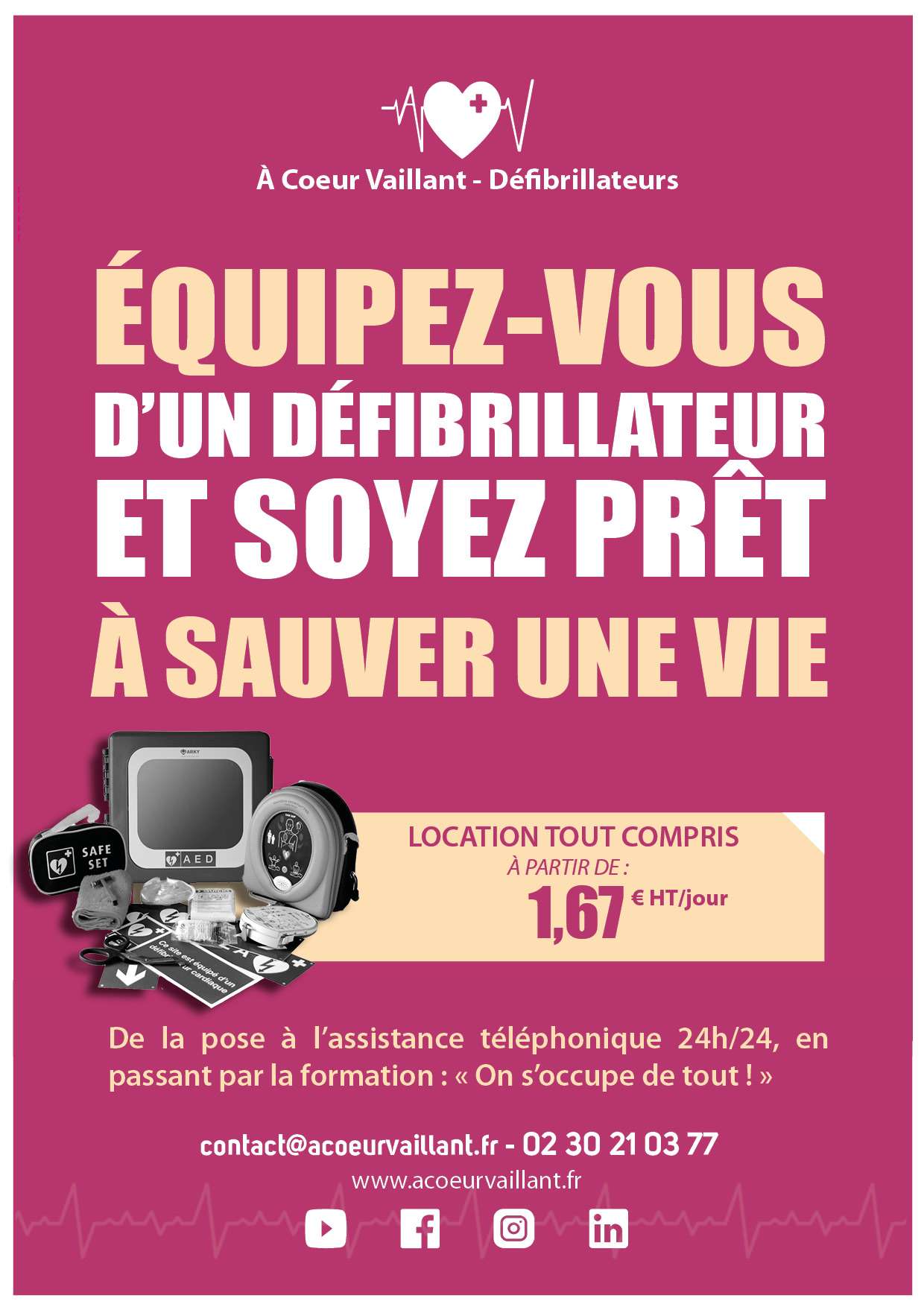 Location offre 1euro67 par jour A Coeur Vaillant défibrillateurs Location offre 1euro67 par jour A Coeur Vaillant défibrillateurs