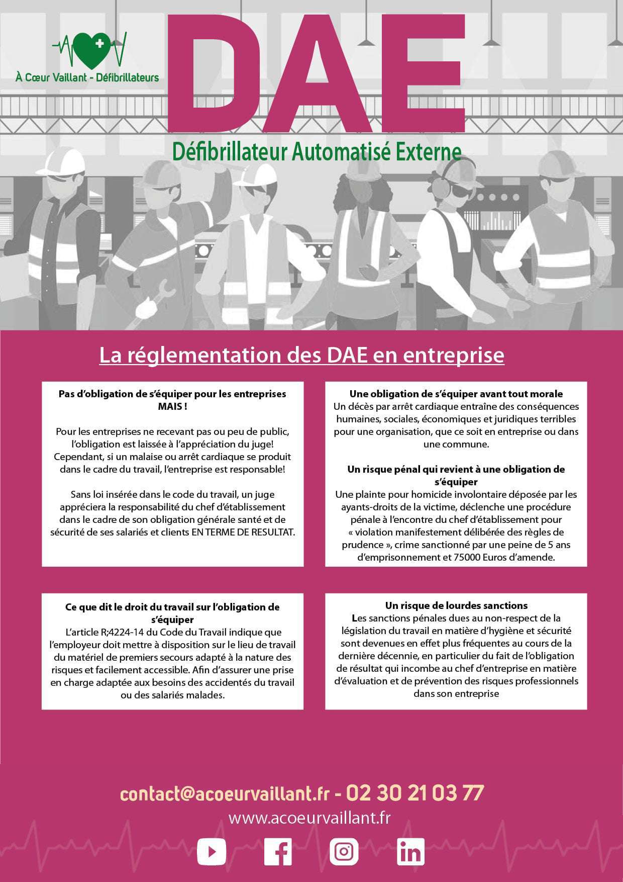 Règlementation défibrillateur entreprises ACV