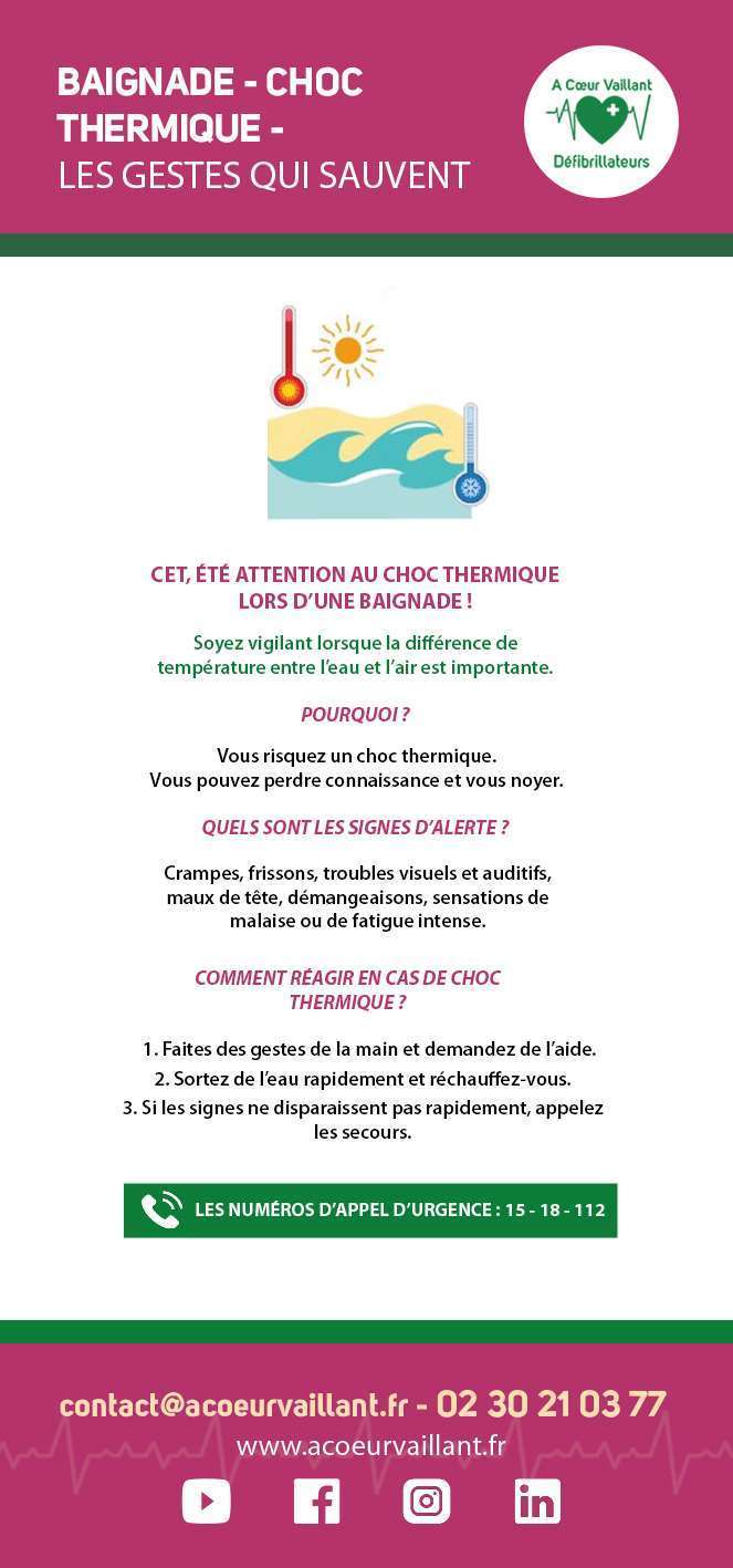 Baignade choc thermique les gestes qui sauvent ACV Baignade choc thermique les gestes qui sauvent ACV