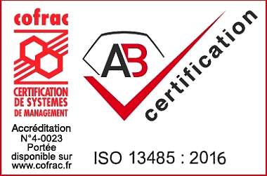 ISO 13485 2016 AVEC COFRAC ACV Défibrillateurs