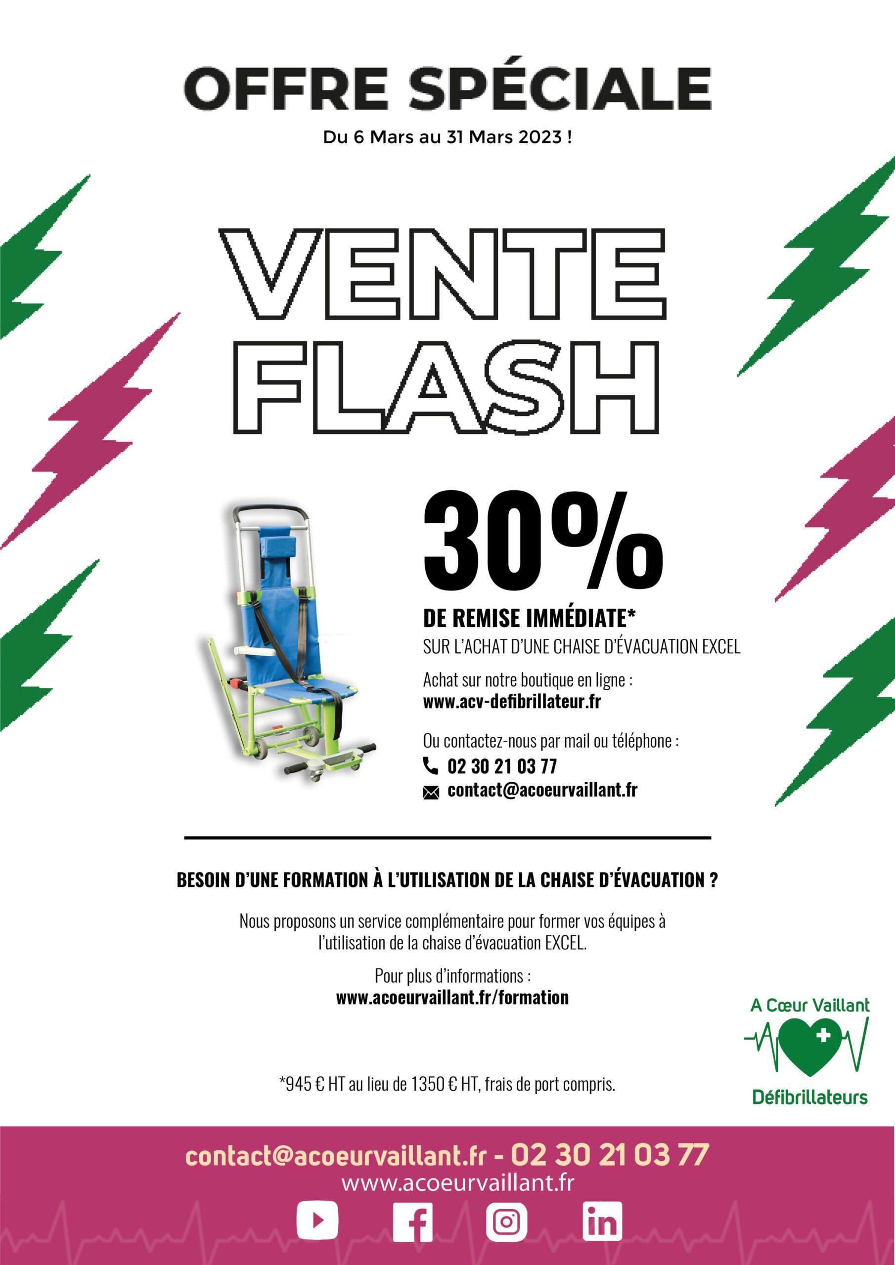 Affiche Vente flash chaise d'évacuation