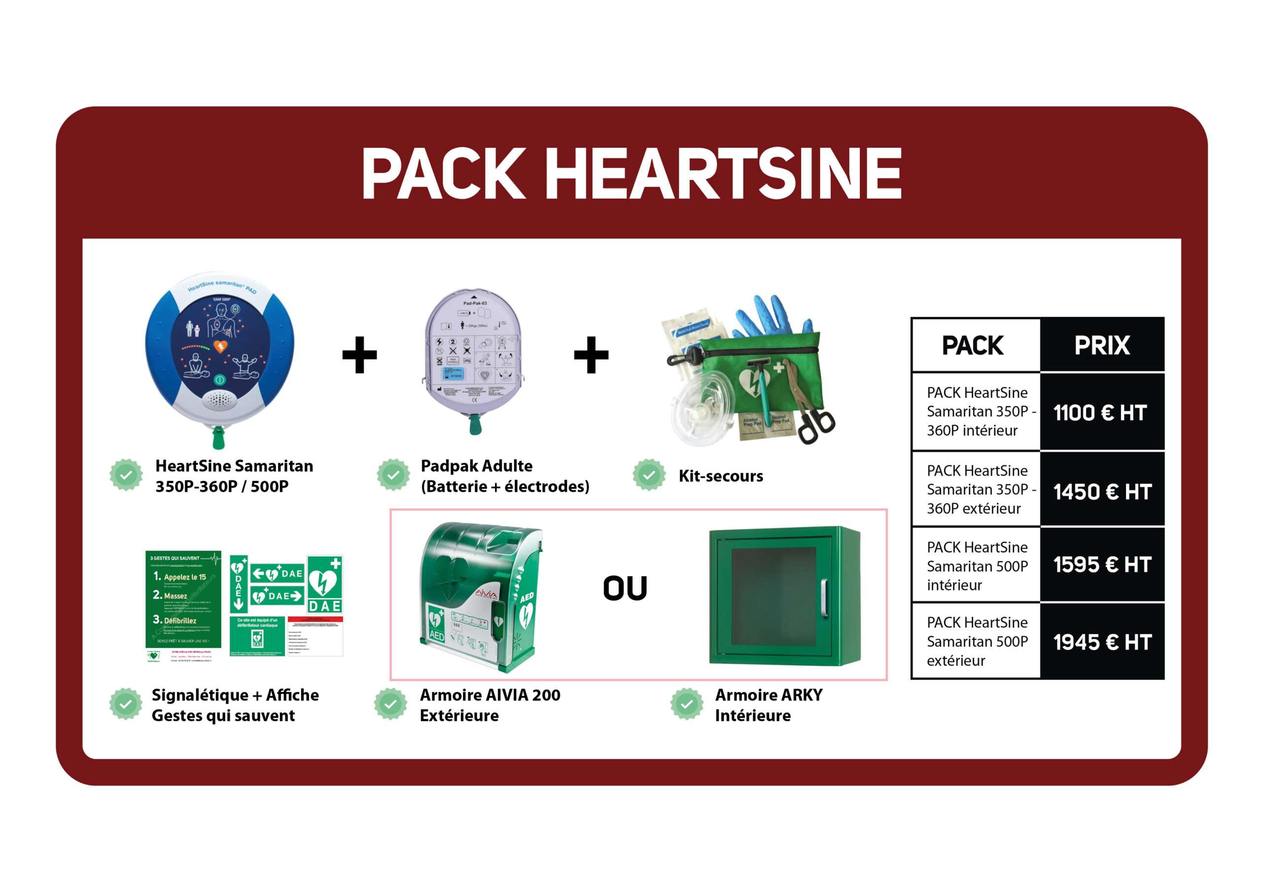 Pack défibrillateur Heartsine À Coeur Vaillant